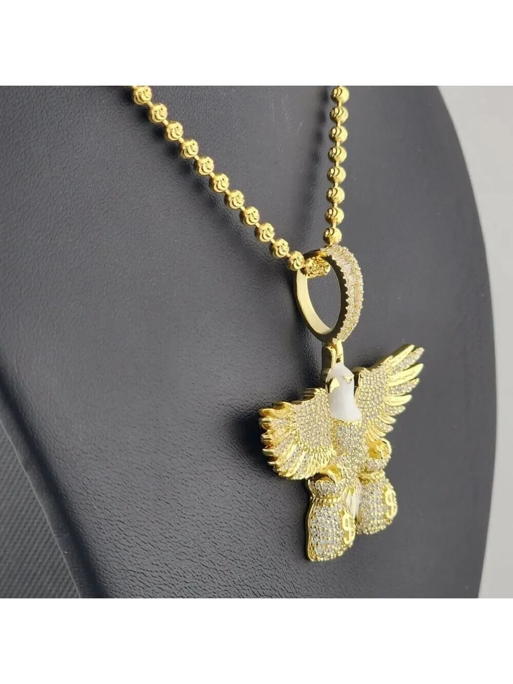 Sterling Silver 925 Flying Eagle Necklace with Two Money Bags – Bold & Symbolic